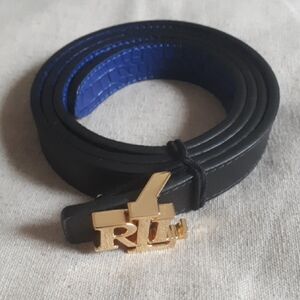 Lauren Ralph Lauren Logo Leather Skinny Belt - Reversible